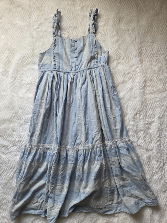 LoveShackFancy Dresses & Skirts - LoveShackFancy Light Blue Ruffled Strap Sundress